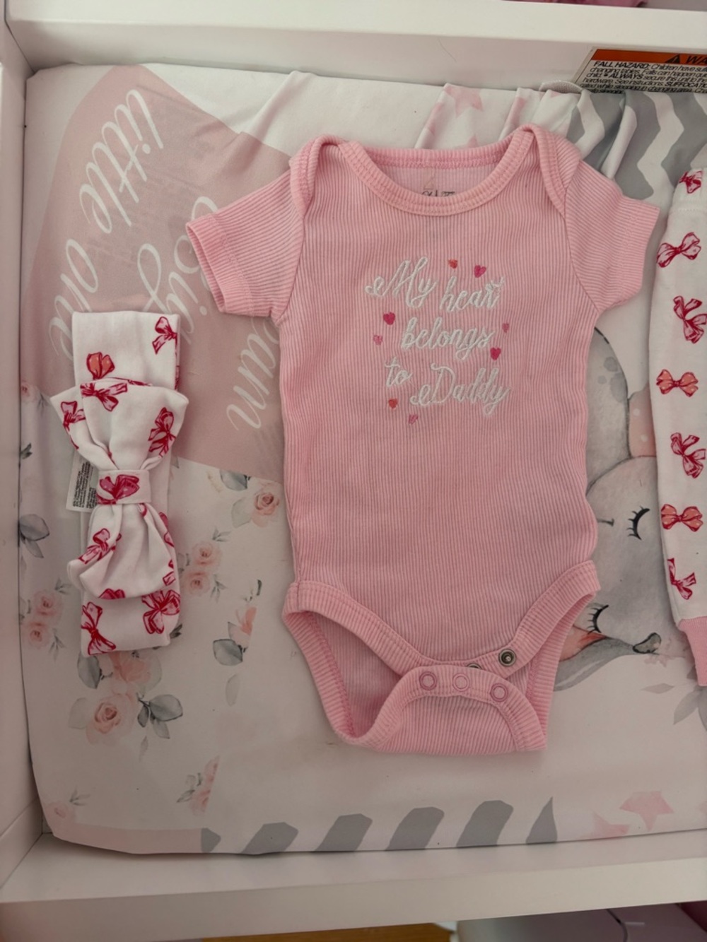 Carter's Pink Ribbed Short-Sleeve Onesie with Heart Script